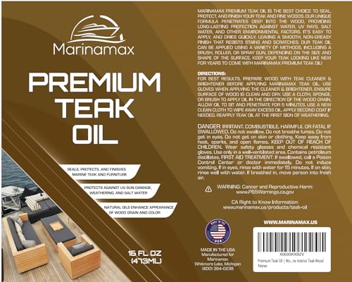 Premium Teak Oil 16 oz, Wood Oil, Sealer & Protector