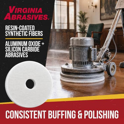 White Floor Maintenance Pads, High-Gloss Buffing & Polishing, 17" - 5 Pack - color: White, size: 17"