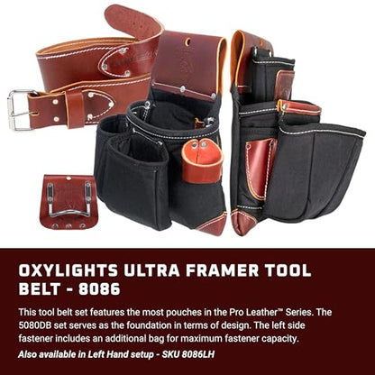 Occidental Leather OxyLights Ultra Framer Tool Belt - Medium - 21 Pockets & Tool Holders - Made in USA
