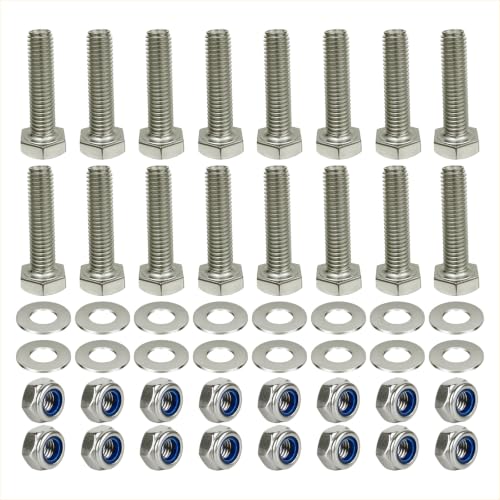 3/8"-16 x 1-1/2" Caster Mounting Hardware Kit, 16 Complete Sets, Heavy Duty Hex Bolts with Nylon Lock Nuts & Flat Washers, Fits One Complete Set of 4 Plate Casters, Galvanized Steel（1 Set） - color: Mounting Bolt Kit, size: 3/8" x 1-1/2"