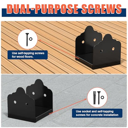 6x6 Post Base, 4Pcs Stainless Steel Adjustable Post Anchor Bracket - size: 6x6