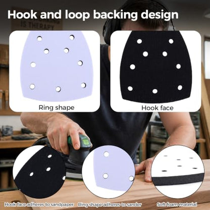 Gosknor 5Pcs 11-Hole Foam Sander Pads for Mouse/Triangle Detail Sanders