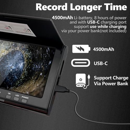 KCpayn 100FT Sewer Camera 7" Screen 1080P HD Pipe Inspection Borescope - size: 100FT/30m/7"