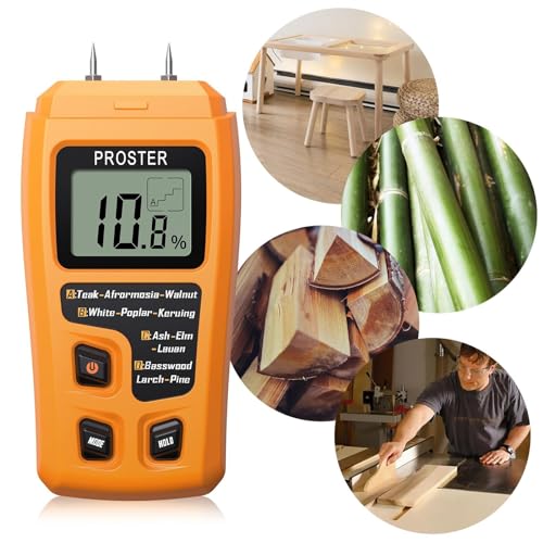 Proster Wood Moisture Meter 4 Modes 0-99.9% for Wood/Paper/Firewood