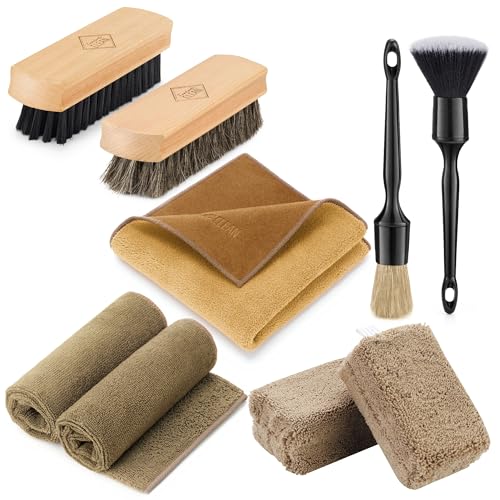 Fantasticlean Car Interior Detailing Kit, Leather Cleaner Brush Set, 9PCS - size: IT-ACS04-NT