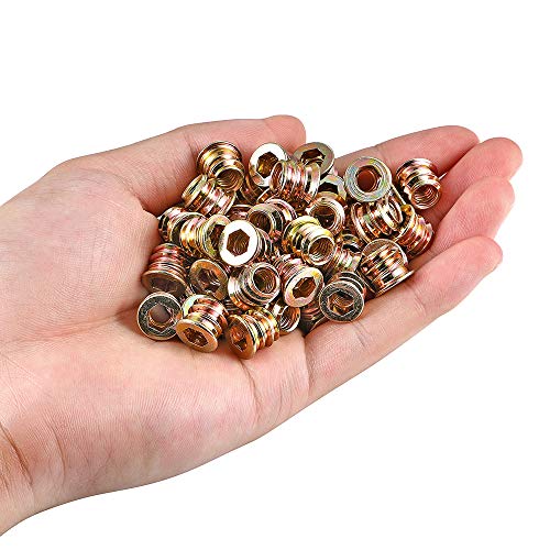 200Pcs 1/4"-20x10mm Hex Nut Inserts Wood Threaded Fastener for Furniture - color: 200 Pcs 1/4"-20 x 10mm
