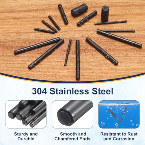 uxcell 50Pcs 2mm x 8mm Dowel Pins, 304 Stainless Steel Cylindrical Shelf Support Pegs Chamfered End Pin Rod Fasten Elements Metal Shelf Pegs, Black - size: 2mm x 8mm