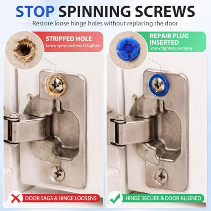Bokon 60 Pcs Wood Anchor, Stripped Screw Hole Repair Kit,Blue - color: Blue