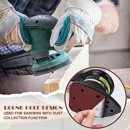 800 Grit Mouse Sander Sandpaper, Jamiikury 5 Hole Detail Sander Sandpaper Palm Sander Paper Mouse Sanding Pads Hook and Loop Sanding Sheets - Pack of 20