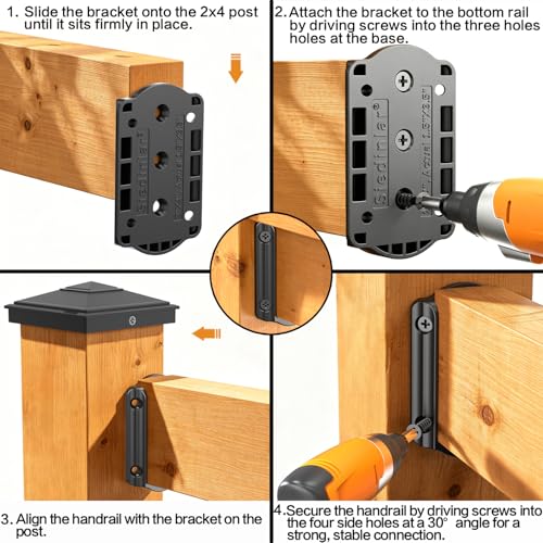 SIEDiNLAR 60 PCS Deck Railing Bracket Connectors for 2x4 Wood Posts