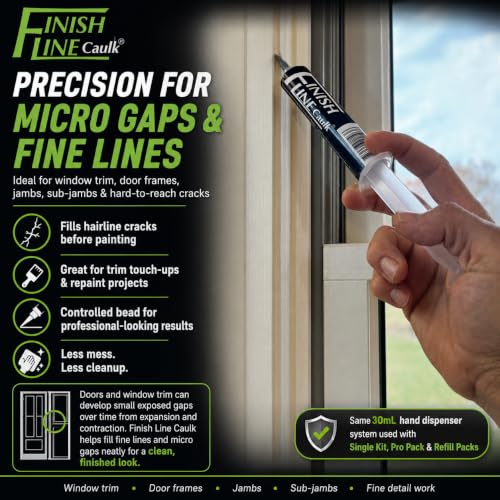 Precision Caulking Tool Kit – Syringe-Style Applicator with Small Replaceable Tips – Fine Detail Caulking, Small Cracks, Trim, and DIY Projects – Includes Filling System