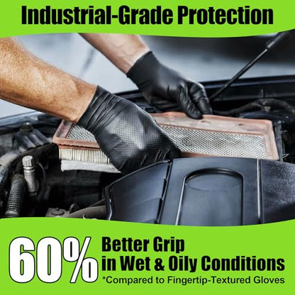 TREEGO 10 Mil Heavy Duty Black Nitrile Mechanic Gloves, 50 Count XL - color: Black 50, size: X-Large
