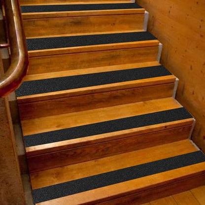 Black Anti-Slip Stair Treads Tape,4" x35FT Heavy Duty PVC Non-Skid Grip Tape for Wooden Steps, Indoor/Outdoor Stairs, Pool Decks - Peel & Stick Waterproof Safety Traction - size: 4IN x 35FT