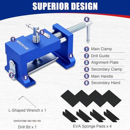 NYXOVA Woodworking Drill Clamps 4-Pack, Face Frame Alignment Tool - color: Blue