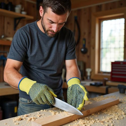 G & F Products 1670L Yellow Kevlar Knit Cut Resistant Work Gloves, Protective Gloves to Secure Hands From Scrapes, Cuts In Kitchen, Wood Carving, Carpentry & DEA - size: Large (Pack of 1)