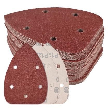 55Pcs Mouse Detail Sander Sandpaper, 5 Hole Triangle Sanding Pads