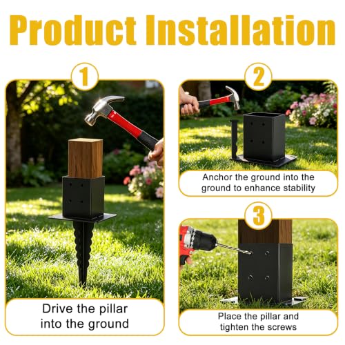 1 Pcs Heavy-Duty 4x4 Fence Post Anchor Ground Spike(Actual 3.6"X 3.6")
