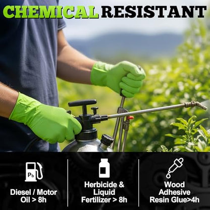 TitanFlex Heavy Duty Industrial Nitrile Gloves with Raised Diamond Texture, 8-mil, Latex Free (Green/Dark Green/Yellow) - color: 02 Green (100ct), size: Large