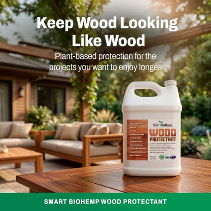 Smart BioHemp Plant-Powered 1-Quart Protectant, Protects Wood from Water & UV Rays, Penetrating Wood Treatment for Outdoor and Indoor Furniture, Marine, and Decking, 75-100 Sq. Ft of Coverage - size: Quart