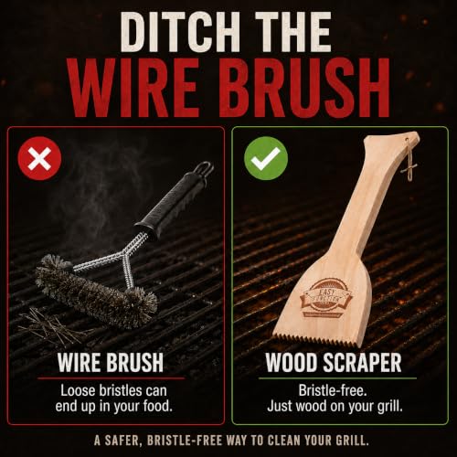 Wood Grill Scraper - Safe, Bristle-Free BBQ Cleaner