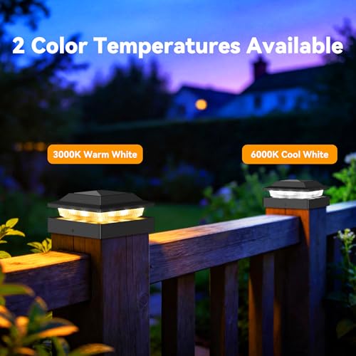 Solar Post Cap Lights for 4x4 Wood/Vinyl Posts, 6 Pack - color: Black, size: 6 Pack