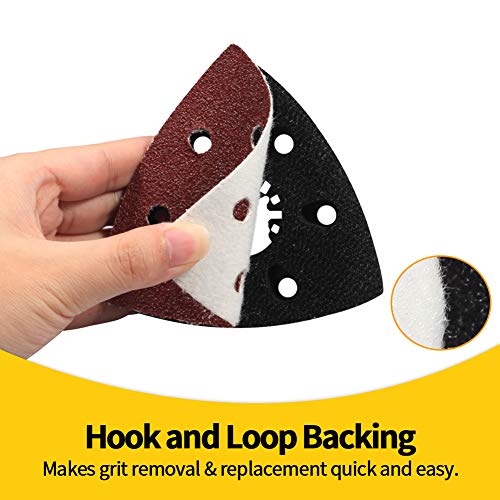 SPEEDWOX 50Pcs 80 Grit Triangle Sanding Pads, 90mm 6 Holes for Multi Tool - style: 80 Grit