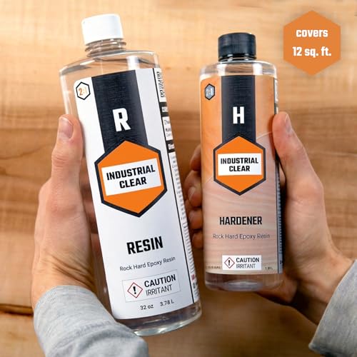 48 oz Industrial Clear Epoxy Resin Kit – Crystal Clear, High-Gloss, Heat & Scratch Resistant Table Top Epoxy for Countertops, Bartops, Live Edge Wood, Furniture Refinishing & Flooring - size: 48 oz