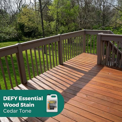 DEFY Essential Semi-Transparent Outdoor Wood Stain and Sealer in One, 1 Gallon, Cedar Tone - Wood Sealer Outdoor Waterproof Deck Stain - color: Cedar Tone