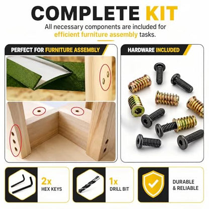40PCS 1/4"-20x15mm Threaded Inserts for Wood with Bolts Kit - color: Threaded Inserts Bolt 40PCS+16PCS+26PCS