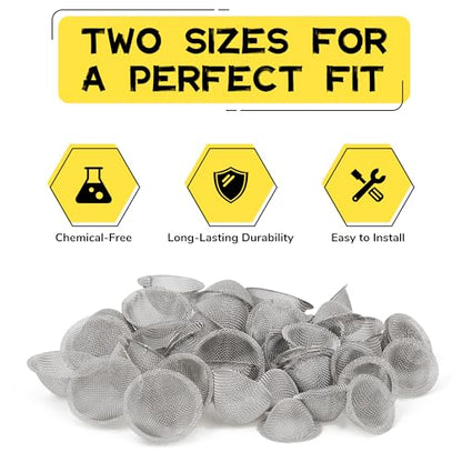 Carpenter Bee Hole Plugs 50 Pcs – Stainless Steel Carpenter Bee Corks for Outside, 2 Sizes Hole Filler with Wooden Stick, Porches, Fences, Roofs, Outdoor Wood Repair Kit