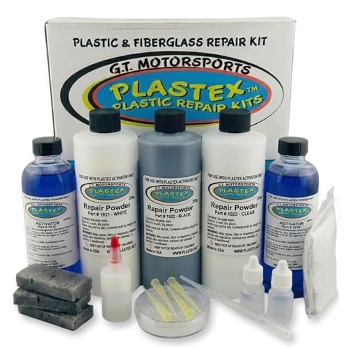 Plastex Plastic and Fiberglass Repair - Easily fix, Recreate Broken Plastic, Fiberglass Wood & More! Plastex Master XL Tech Kit - color: Master Kit (Black/White/Clear), size: 200 grams