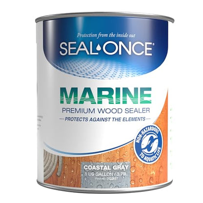 SEAL-ONCE Marine Ready Mix Wood Sealer and Stain, Coastal Gray, 1 Gallon - color: Coastal Gray, size: 1 Gallon