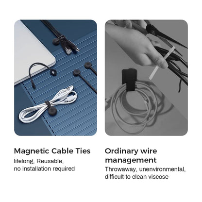 EUREKA ERGONOMIC Magnetic Cable Ties Reusable Black