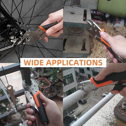 5-Piece Locking Pliers Set, 5", 7" & 10" Curved Jaw Adjustable Vise Grip Pliers and 7" & 9" Long Nose Welding Clamps for DIY Projects,Mechanic and Woodworking - size: L 5-10 inch w/ rubber handle