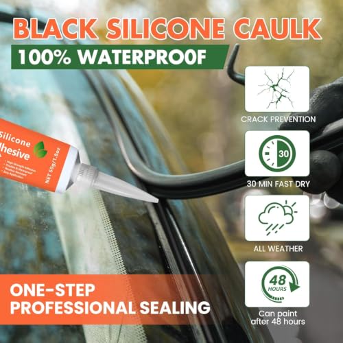 RTV Silicone Adhesive Sealant – 100% Silicone, Waterproof, Strong Adhesion, Shrink & Crack Resistant, All-Purpose Caulk for Car, Kitchen, Bathroom, Window & Door Sealing – 3.4 Fl. Oz (Grey) - color: Grey