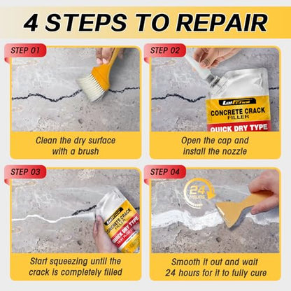 Concrete Crack Filler, Cement Crack Filler, Fast-Drying Crack Filler, Self-Leveling Caulking Sealan Effectively Repairs Cracks in Driveways, Sidewalks, Patios, and Window Sills (1 Pack - 1.1LB) - style: 1 Pack - 1.1LB