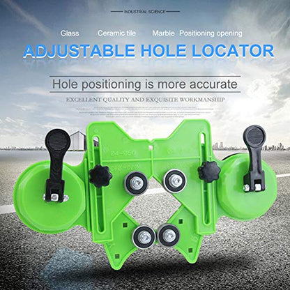 Drill Bit Hole Saw Guide, Adjustable Tile Hole Cutter Centering Locator Holder Jig Fixture for Ceramic,Tile,Glass(Color:Green) - color: Green