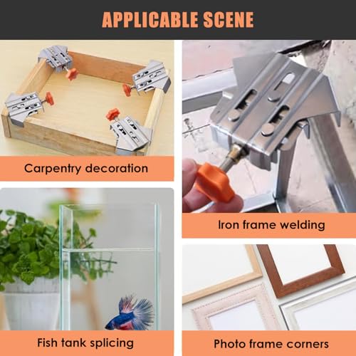 2 Pack Corner Clamps for Woodworking Durable Rust&Corrosion Resistant Upgraded 90 Degree Stainless Steel Right Angle Clamp with Adjustable Swing Jaw For Wood, Metal Pipe, Steel Rod And Glass.