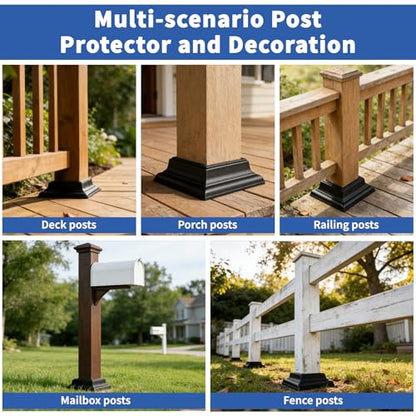 4-Pack 4x4 Post Skirt Aluminum Split Deck Post Base Cover (Black) - color: W/P Gasket Black UK