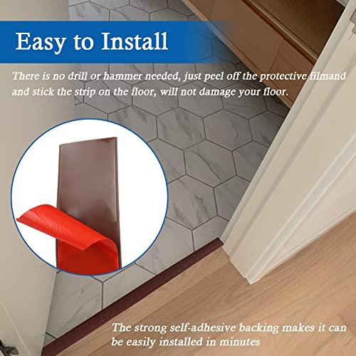 FONUNO Vinyl Floor Transition Strip Self Adhesive Threshold Strip 1.57" W - color: Coffee, size: 4cm, 10Ft