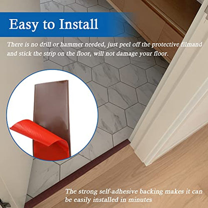 FONUNO Vinyl Floor Transition Strip Self Adhesive Threshold Strip 1.57" W - color: Coffee, size: 4cm, 10Ft