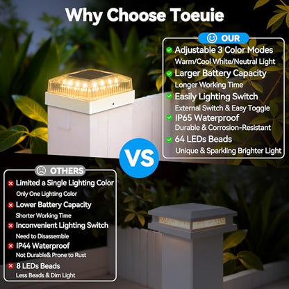 Solar Post Cap Lights for 4x4 Wood/Vinyl Fence Posts, 12-Pack - color: White, size: 12 Pack