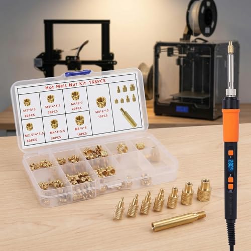 Knurled Brass Inserts M2-M8 Kit with 90W Soldering Iron 3D Printing Tools