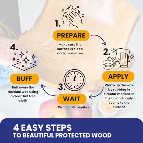 Premium Food-Safe Beeswax Wood Polish & Furniture Wax – Hand Poured Wood Conditioner | Eco-Friendly & Non-Toxic | Protects & Restores All Wood: Furniture, Toys, Cutting Boards, Ornaments (1 Fl Oz) - size: 1.0 fl oz - Starter Tin