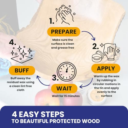 Premium Food-Safe Beeswax Wood Polish & Furniture Wax – Hand Poured Wood Conditioner | Eco-Friendly & Non-Toxic | Protects & Restores All Wood: Furniture, Toys, Cutting Boards, Ornaments (1 Fl Oz) - size: 1.0 fl oz - Starter Tin