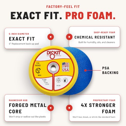 Pro Series 5 Inch Replacement Sanding Pads for Pneumatic/Air Sanders, 5/8"-11 Female, PSA, Firm Foam Backing Pad w/Magnesium Hub, 0 Holes, Slant Profile – Made in USA (PN 05282) - size: 5/8" – 11 (Female)