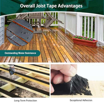 Joist Tape, 1-5/8" x 50' Deck Joist Tape, Waterproof Butyl Tape, Self-Adhesive Deck Butyl Tape, Butyl Flashing Tape,Joist Tape Decking for Protect Beams and Wood Decks (8 Rolls) - style: 1 5/8"x 50'-8 Roll