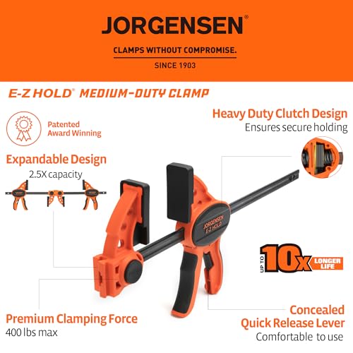 JORGENSEN E-Z Hold 2-Pack 12" 400LBS Medium Duty Woodworking Bar Clamps