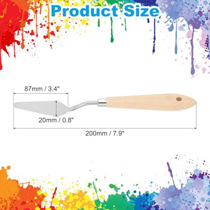 PATIKIL Art Spatula, No.10 20mm Stainless Steel Flexible Palette Knife Painting Knife Painting Spatula Oil Painting Mixing Scraper with Wood Handle for Canvas Acrylic Painting, Brown - style: No.10