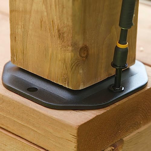 Nuvo Iron Heavy Duty Wood Post Plate Connector - Bolts Included, 4" x 4"